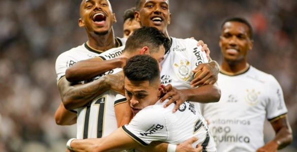 Jogadores do Corinthians comemoram gol contra o Santos (Rodrigo Coca/Agência Corinthians)